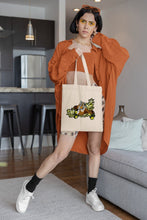 Load image into Gallery viewer, Tote with Bengal Tigers and Flowers 12 or 5 oz Shopping Bag
