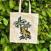 Load image into Gallery viewer, Tote with Tigers and Palm Tree 12 or 5 oz Shopping Bag