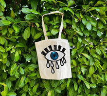 Load image into Gallery viewer, Tote with Evil All Seeing Eye 12 or 5 oz Shopping Bag