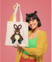 Load image into Gallery viewer, Tote with Cute Fluffy Bunny 12 or 5 oz Shopping Bag