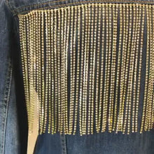 Load and play video in Gallery viewer, Gold Crystal Rhinestone Tassel Trim Rhinestone Fringe