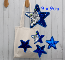 Load image into Gallery viewer, Blue Sequin Star 4 Piece Applique Patch