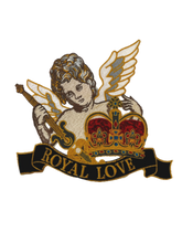 Load image into Gallery viewer, Very large Flute Playing Cherub Embroidered Royal Love Applique Tapestry Patch