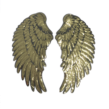 Load image into Gallery viewer, 1 Pair of Iron on Silver Gold or Black Sequin Lace Appliques Angel Wings