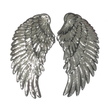 Load image into Gallery viewer, 1 Pair of Iron on Silver Gold or Black Sequin Lace Appliques Angel Wings
