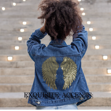 Load image into Gallery viewer, 1 Pair of Iron on Silver Gold or Black Sequin Lace Appliques Angel Wings