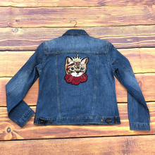 Load image into Gallery viewer, Large Cat With A  Gold Crown Applique Patch