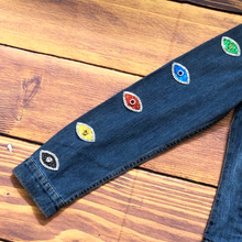 Load image into Gallery viewer, Evil Eye Patch Coloured Crystal Embellished Appliqué  Patch