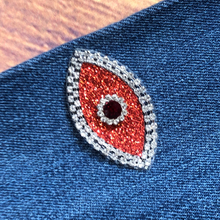 Load image into Gallery viewer, Evil Eye Patch Coloured Crystal Embellished Appliqué  Patch