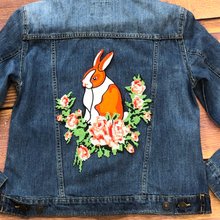 Load image into Gallery viewer, Orange Bunny Rabbit With Flowers Applique Patch