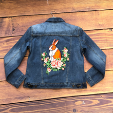 Load image into Gallery viewer, Orange Bunny Rabbit With Flowers Applique Patch