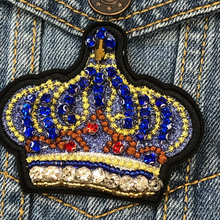 Load image into Gallery viewer, 2 Piece Crown With Beads and Rhinestones Appliqué Patch