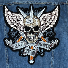Load image into Gallery viewer, Embroidered Biker Skull Applique Patch