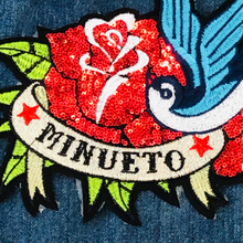 Load image into Gallery viewer, Beautiful Large Flower and Bird Patch appliqué