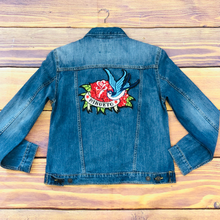 Load image into Gallery viewer, Beautiful Large Flower and Bird Patch appliqué