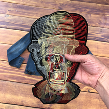 Load image into Gallery viewer, Embroidered Biker Skull Applique Patch