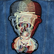 Load image into Gallery viewer, Embroidered Biker Skull Applique Patch