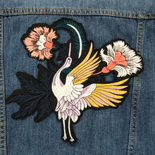 Load image into Gallery viewer, Beautiful Large Flower and Bird Patch appliqué