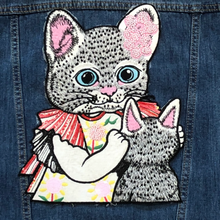 Load image into Gallery viewer, Large Colourful  Embroidered Cat