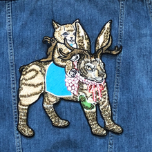 Load image into Gallery viewer, Large Colourful  Embroidered Cat