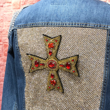 Load image into Gallery viewer, Cross Embellished with Rhinestones and Crystals Applique Patch