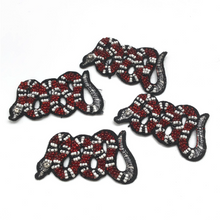 Load image into Gallery viewer, Embroidered Red Snake Iron on Applique Patch 2 pieces
