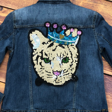 Load image into Gallery viewer, Large Sequin Cat Tiger Head  Applique Patch