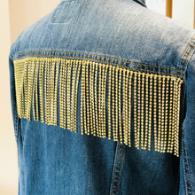 Load image into Gallery viewer, Gold Crystal Rhinestone Tassel Trim Rhinestone Fringe