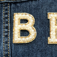 Load image into Gallery viewer, Bride Wedding Letters Pearl and Diamante Gold Iron on letters