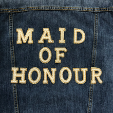 Load image into Gallery viewer, Bride Wedding Letters Pearl and Diamante Gold Iron on letters