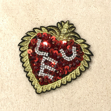 Load image into Gallery viewer, Delicate Embroidered & Beaded Sequin  Heart Applique 2 Piece Patches