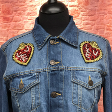 Load image into Gallery viewer, Delicate Embroidered & Beaded Sequin  Heart Applique 2 Piece Patches