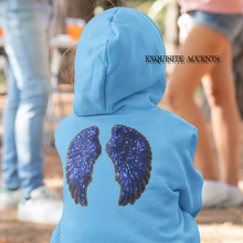 Load image into Gallery viewer, Pair of Iron on Silver, Gold, Blue or Black Sequin Lace Appliques Angel Wings