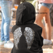 Load image into Gallery viewer, Pair of Iron on Silver, Gold, Blue or Black Sequin Lace Appliques Angel Wings