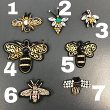 Load image into Gallery viewer, 2 Pieces Handmade 3D Bee Applique Patch Crystal Beaded Honey Bee Insect