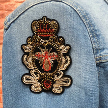 Load image into Gallery viewer, 2 Handmade 3D Beaded Gold & Red Bee Patch