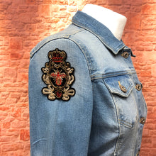 Load image into Gallery viewer, 2 Handmade 3D Beaded Gold & Red Bee Patch