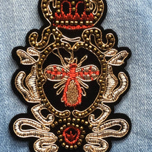 Load image into Gallery viewer, 2 Handmade 3D Beaded Gold & Red Bee Patch
