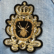 Load image into Gallery viewer, 2 Handmade 3D Gold Spider Iron on Patch Applique