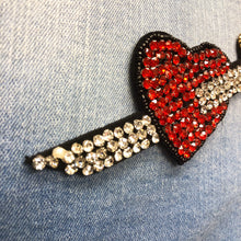 Load image into Gallery viewer, Crystal Embellished Love Heart & Dagger Applique Patch