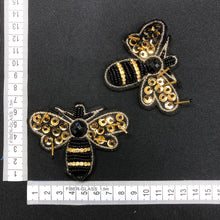 Load image into Gallery viewer, 2 Pieces Handmade 3D Bee Applique Patch Crystal Beaded Honey Bee Insect
