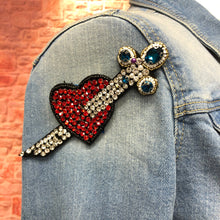 Load image into Gallery viewer, Crystal Embellished Love Heart & Dagger Applique Patch