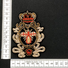 Load image into Gallery viewer, 2 Handmade 3D Beaded Gold & Red Bee Patch