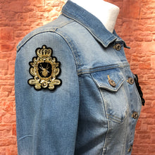 Load image into Gallery viewer, 2 Handmade 3D Gold Spider Iron on Patch Applique