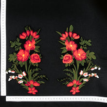 Load image into Gallery viewer, 2 x Large Embroidered Roses On A Lace Backing Flower Patch Appliqué
