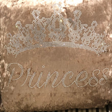 Load image into Gallery viewer, Dmc Crushed Velvet Rhinestone Princess and Drama Queen Cushion Pillow With Tiara