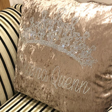 Load image into Gallery viewer, Dmc Crushed Velvet Rhinestone Princess and Drama Queen Cushion Pillow With Tiara