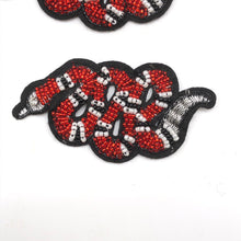 Load image into Gallery viewer, Embroidered Red Snake Iron on Applique Patch 2 pieces