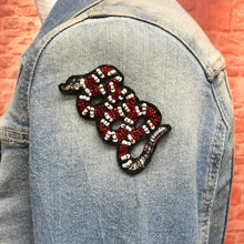 Load image into Gallery viewer, Embroidered Red Snake Iron on Applique Patch 2 pieces