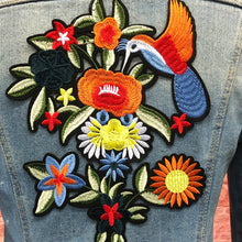 Load image into Gallery viewer, Beautiful Large Flower and Bird Patch appliqué